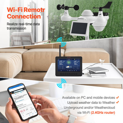 7-in-1 Wi-Fi Weather Station 177.8 mm TFT Display Wireless Outdoor Sensor - Image 3