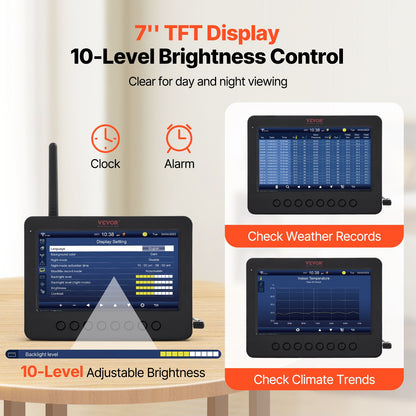7-in-1 Wi-Fi Weather Station 177.8 mm TFT Display Wireless Outdoor Sensor - Image 5