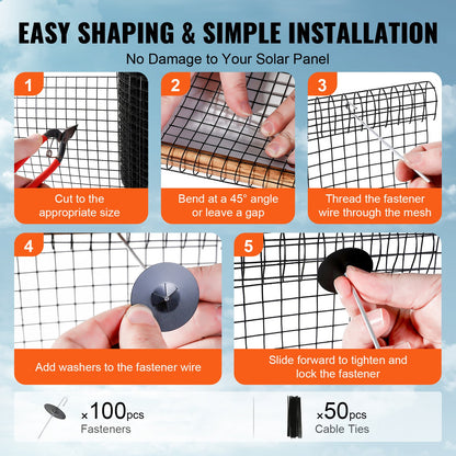 6in x 100ft Solar Panel Bird Guard Critter Guard Roll Kit 100pcs Fasteners - Image 5