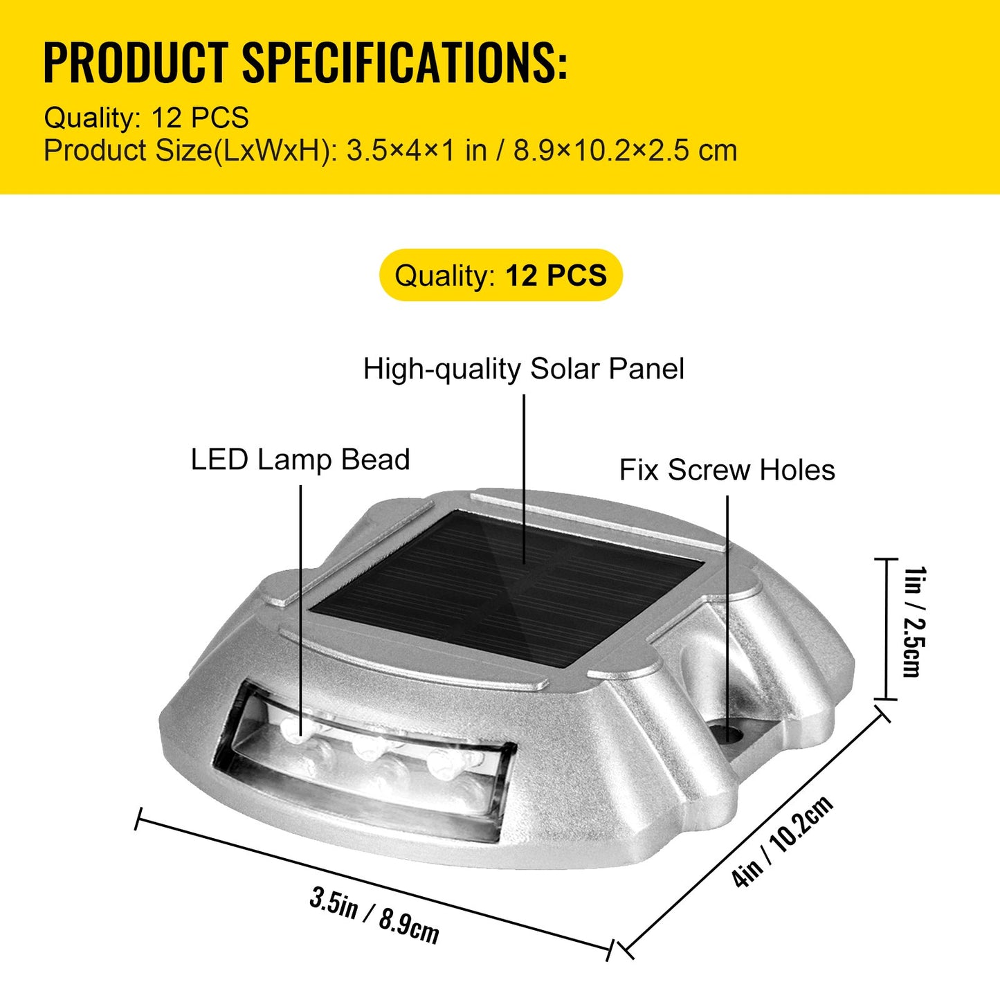 Driveway Lights 12-Pack Solar Driveway Lights Bright White with Screws Solar Deck Lights Outdoor Waterproof Wireless Dock Lights 6 LEDs for Path Warning Garden Walkway Sidewalk Steps - Image 7