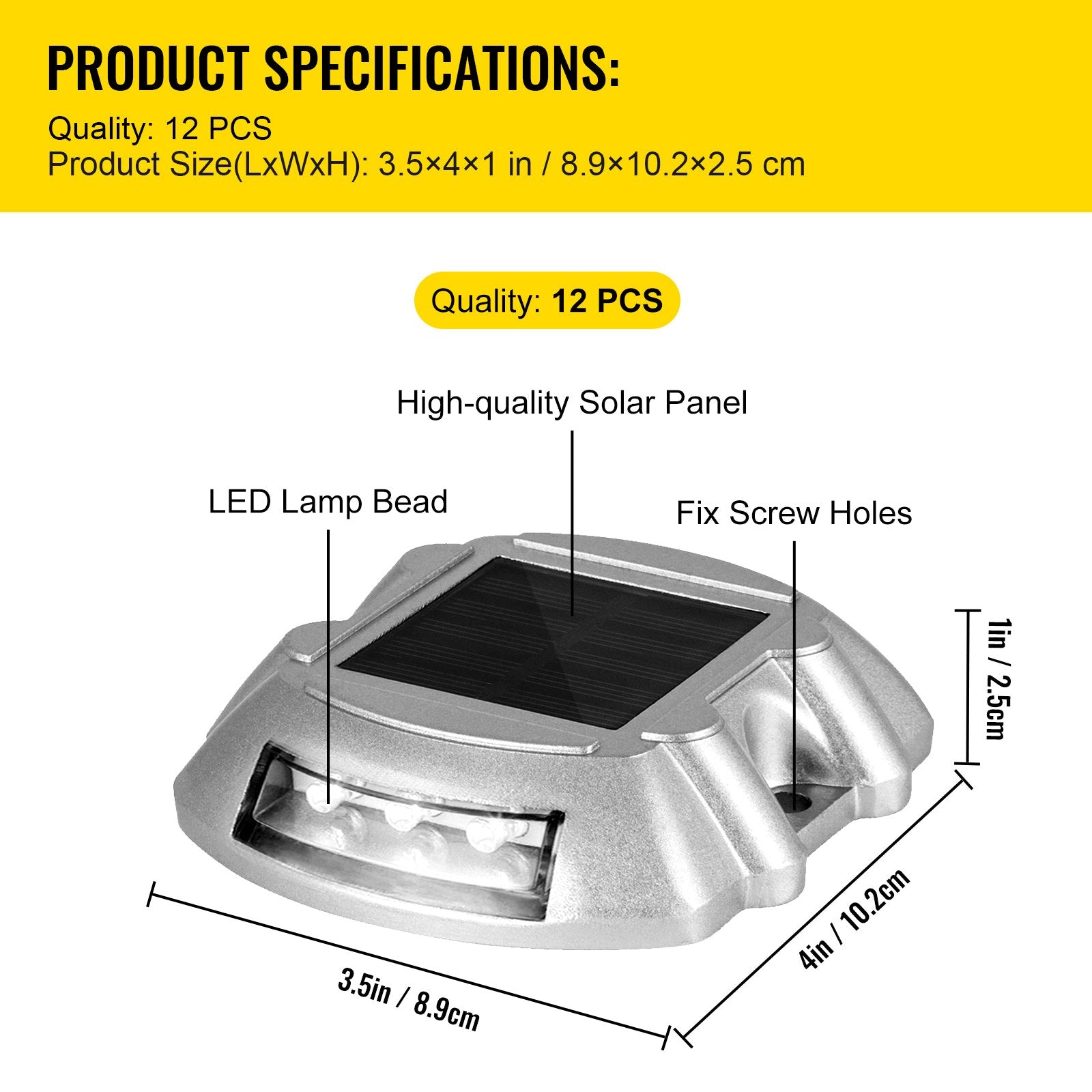 Driveway Lights 12-Pack Solar Driveway Lights Bright White with Screws Solar Deck Lights Outdoor Waterproof Wireless Dock Lights 6 LEDs for Path Warning Garden Walkway Sidewalk Steps - Image 7