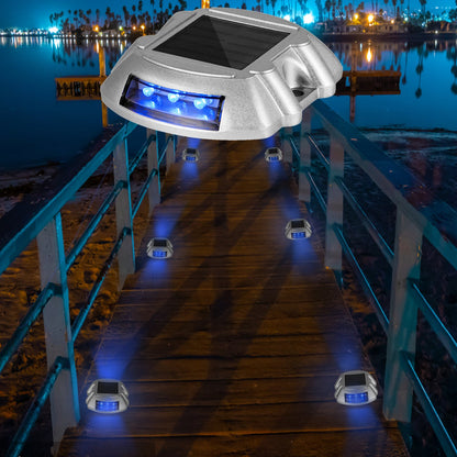 Driveway Lights 16-Pack, Solar Driveway Lights with Switch Button, Solar Deck Lights Waterproof, Wireless Dock Lights 6 LEDs for Path Warning Garden Walkway Sidewalk Steps, LED Bright Blue - Image 8
