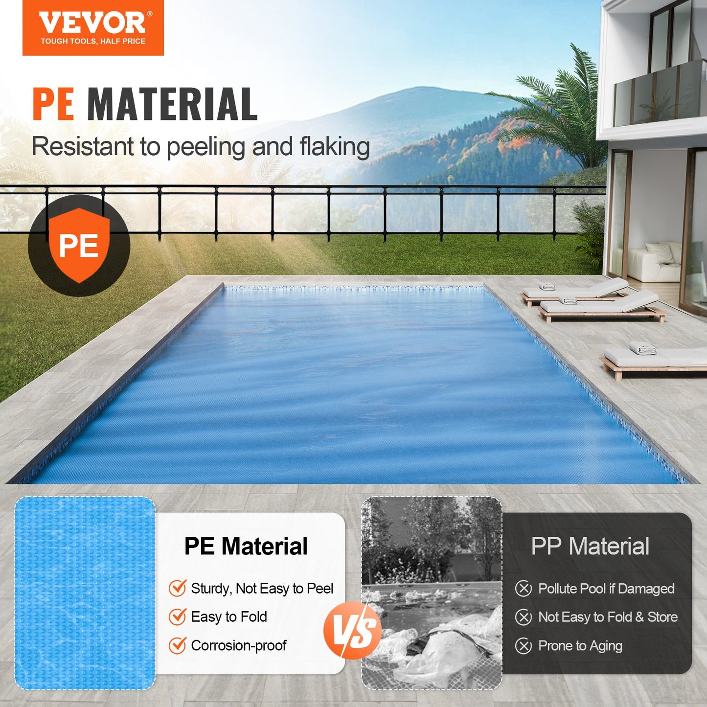 Solar Pool Cover, 24 x 12 ft Rectangle Solar Blanket for Pools, Inground Above Ground Swimming Pool Solar Cover, 12 mil Solar Covers Blue - Image 2