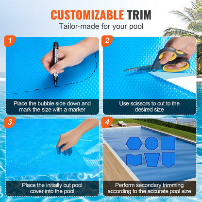 Solar Pool Cover, 24 x 12 ft Rectangle Solar Blanket for Pools, Inground Above Ground Swimming Pool Solar Cover, 12 mil Solar Covers Blue - Image 6