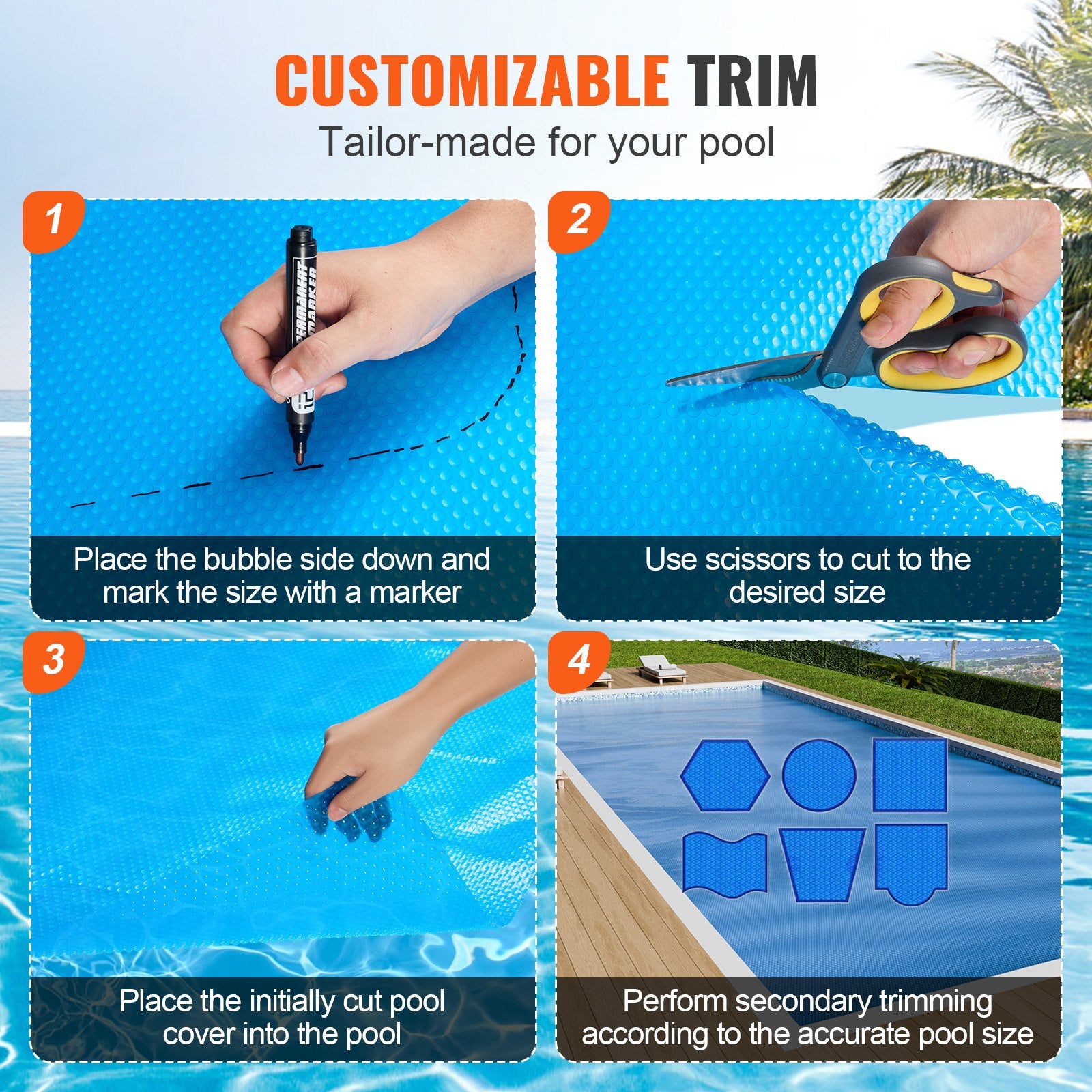 Solar Pool Cover, 24 x 12 ft Rectangle Solar Blanket for Pools, Inground Above Ground Swimming Pool Solar Cover, 8 mil Solar Covers Blue - Image 6
