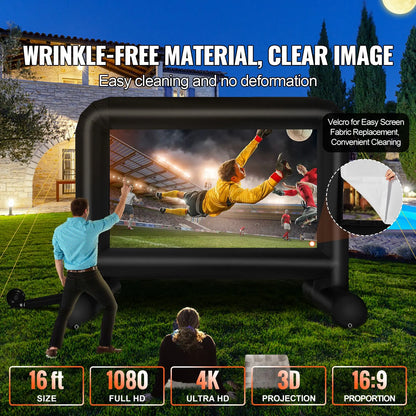 Inflatable Movie Screen, 16 FT Inflatable Projector Screen for Outside with Blower and Carrying Bag, Front/Rear Projection, Oxford Fabric Blow Up Screen for Outdoor Parties Backyard Movie Night - Image 2