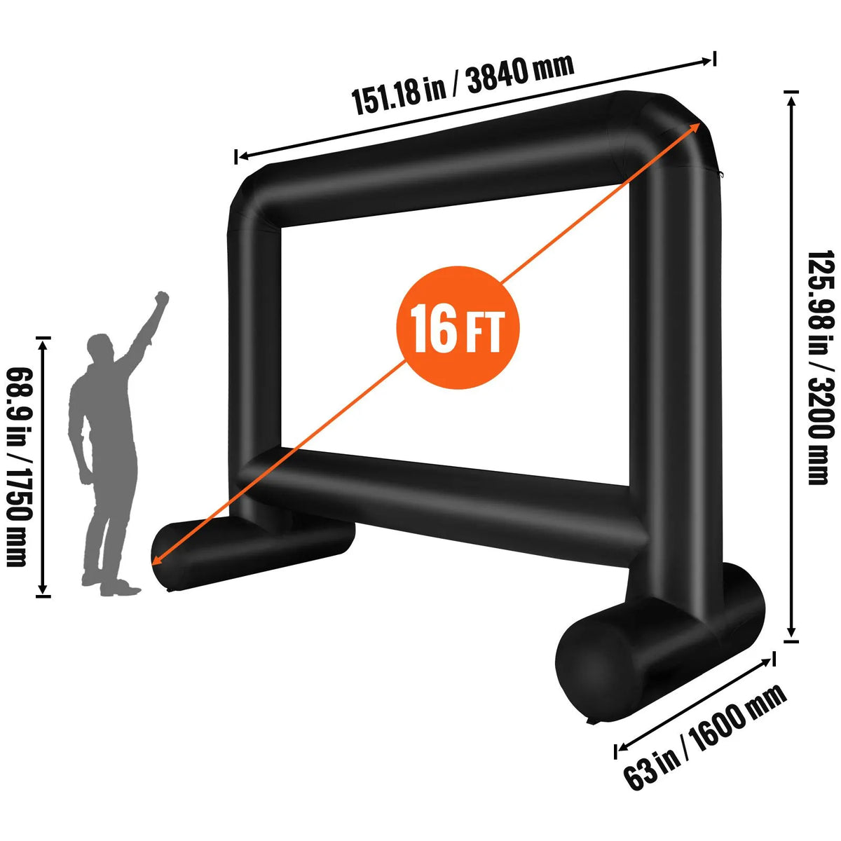 Inflatable Movie Screen, 16 FT Inflatable Projector Screen for Outside with Blower and Carrying Bag, Front/Rear Projection, Oxford Fabric Blow Up Screen for Outdoor Parties Backyard Movie Night - Image 8