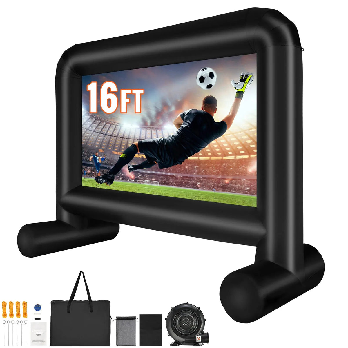 Inflatable Movie Screen, 16 FT Inflatable Projector Screen for Outside with Blower and Carrying Bag, Front/Rear Projection, Oxford Fabric Blow Up Screen for Outdoor Parties Backyard Movie Night - Image 9