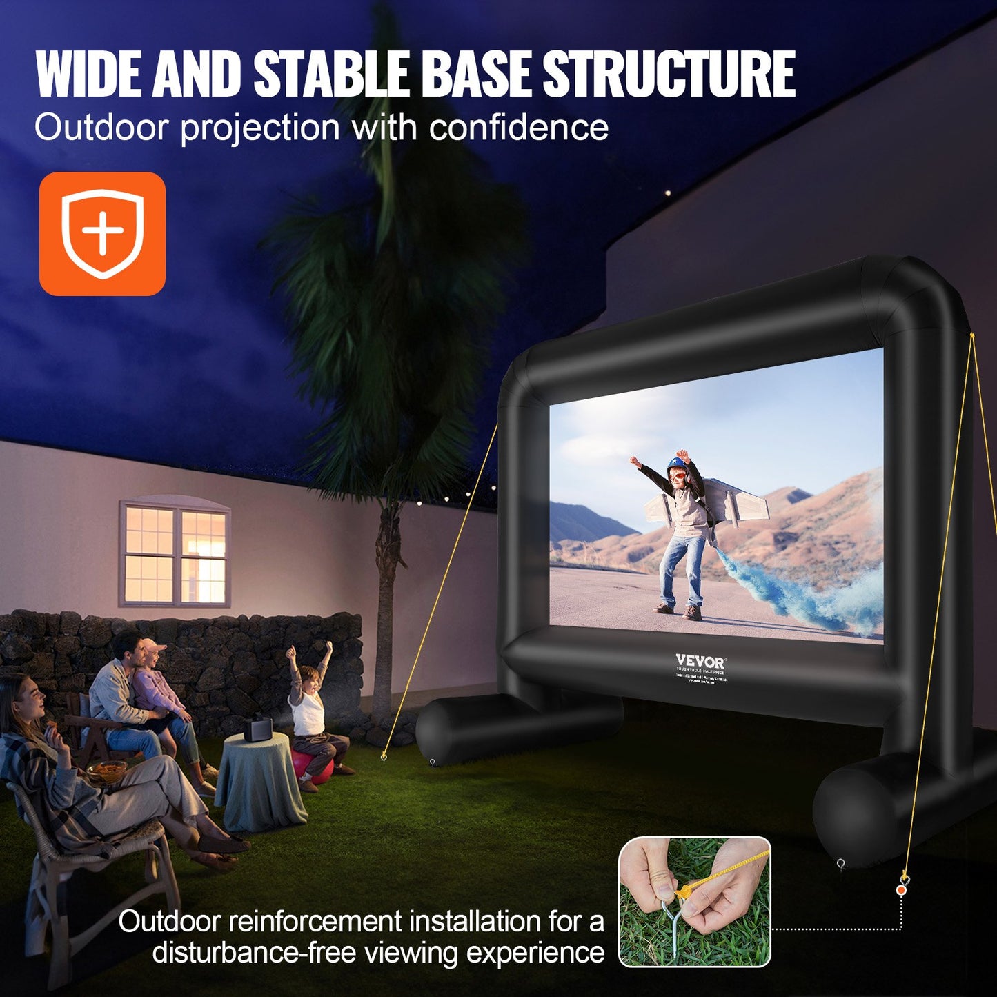 Inflatable Movie Screen, 16 FT Inflatable Projector Screen for Outside with Blower and Carrying Bag, Front/Rear Projection, Oxford Fabric Blow Up Screen for Outdoor Parties Backyard Movie Night - Image 5