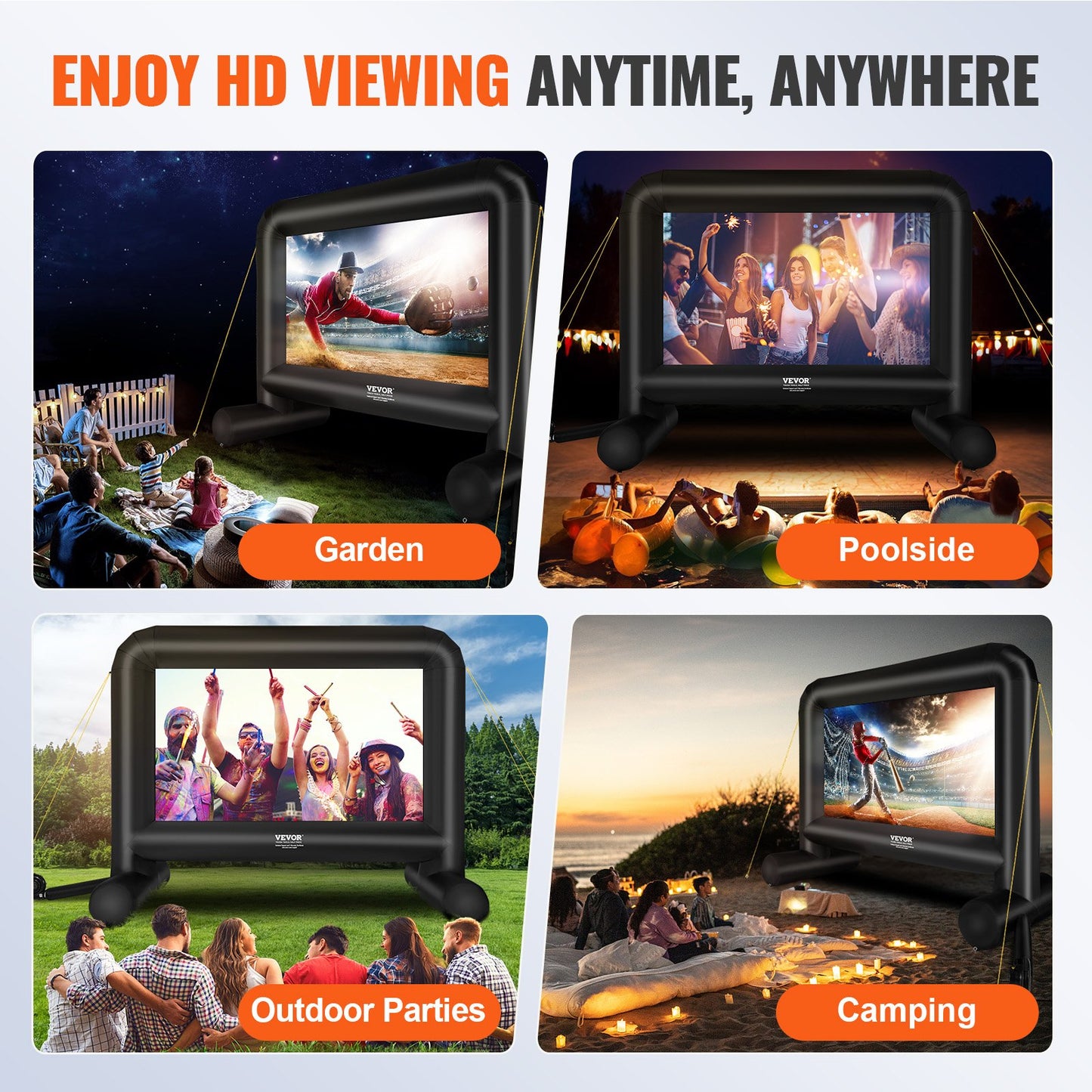 Inflatable Movie Screen, 16 FT Inflatable Projector Screen for Outside with Blower and Carrying Bag, Front/Rear Projection, Oxford Fabric Blow Up Screen for Outdoor Parties Backyard Movie Night - Image 6