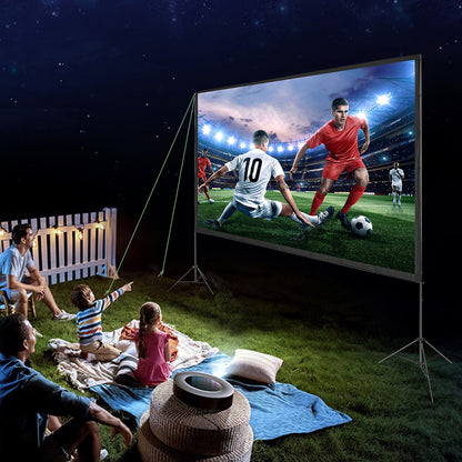 Projector Screen with Stand, 150 inch 16:9 4K 1080 HD Outdoor Movie Screen with Stand, Wrinkle-Free Projection Screen with Tripods and Carry Bag, for Home Theater Cinema Backyard Movie Night - Image 8