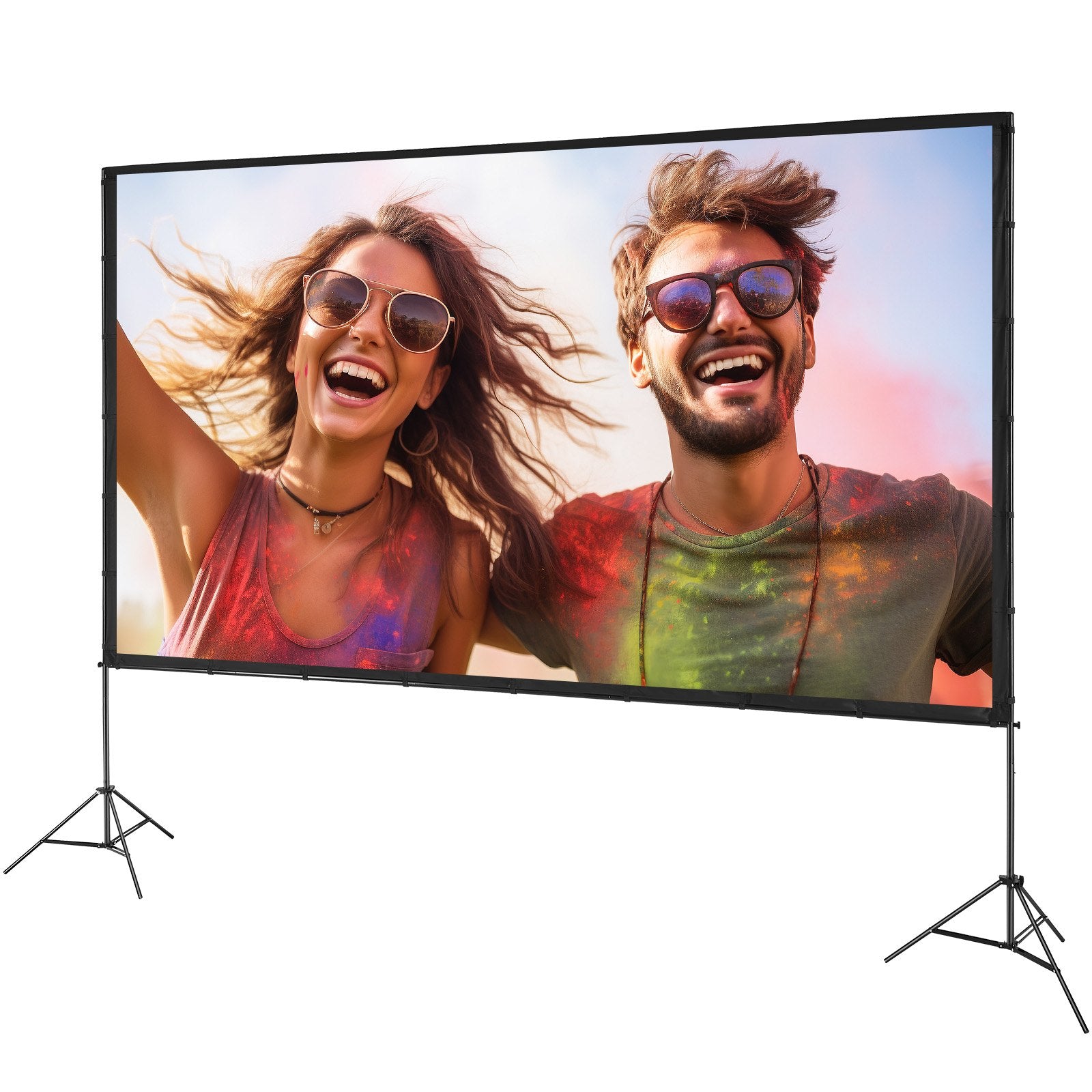 Projector Screen with Stand, 150 inch 16:9 4K 1080 HD Outdoor Movie Screen with Stand, Wrinkle-Free Projection Screen with Tripods and Carry Bag, for Home Theater Cinema Backyard Movie Night - Image 9