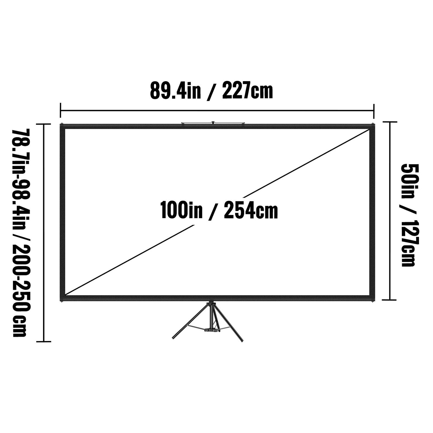 Tripod Projector Screen with Stand 100inch 16:9 4K HD Projection Screen Stand Wrinkle-Free Height Adjustable Portable Screen for Projector Indoor & Outdoor for Movie, Home Cinema, Gaming, Office - Image 8