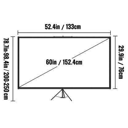 Tripod Projector Screen with Stand 60 inch 16:9 4K HD Projection Screen Stand Wrinkle-Free Height Adjustable Portable Screen for Projector Indoor & Outdoor for Movie, Home Cinema, Gaming, Office - Image 8