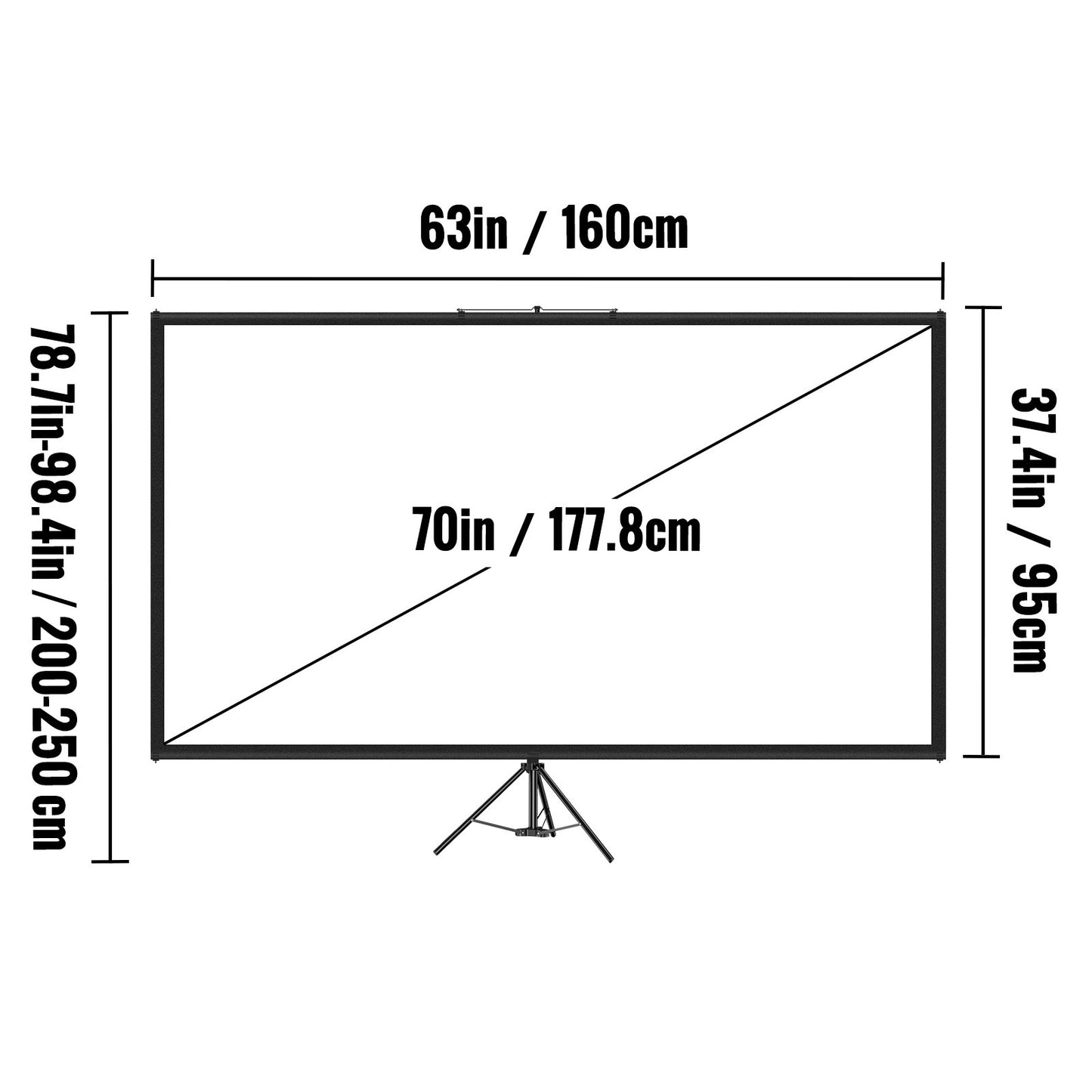 Tripod Projector Screen with Stand 70 inch 16:9 4K HD Projection Screen Stand Wrinkle-Free Height Adjustable Portable Screen for Projector Indoor & Outdoor for Movie, Home Cinema, Gaming, Office - Image 8