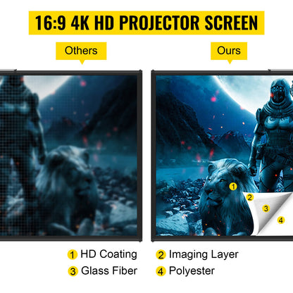 Tripod Projector Screen with Stand 80 inch 16:9 4K HD Projection Screen Stand Wrinkle-Free Height Adjustable Portable Screen for Projector Indoor & Outdoor for Movie, Home Cinema, Gaming, Office - Image 2