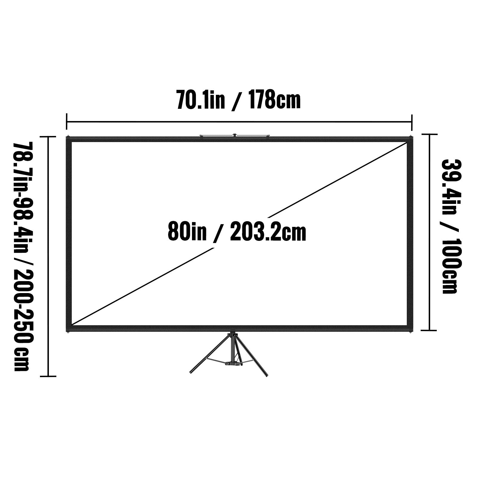 Tripod Projector Screen with Stand 80 inch 16:9 4K HD Projection Screen Stand Wrinkle-Free Height Adjustable Portable Screen for Projector Indoor & Outdoor for Movie, Home Cinema, Gaming, Office - Image 8