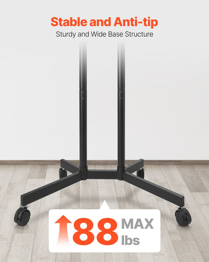 Rolling TV Stand, Mobile TV Cart for 32-65 Inch Screens, Height Adjustable, Portable Monitor Stand with Wheels Holds up to 40 kg for Living Room, Bedroom, Office, Outdoor, Max VESA 400x400mm - Image 4