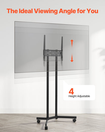 Rolling TV Stand, Mobile TV Cart for 32-65 Inch Screens, Height Adjustable, Portable Monitor Stand with Wheels Holds up to 40 kg for Living Room, Bedroom, Office, Outdoor, Max VESA 400x400mm - Image 5