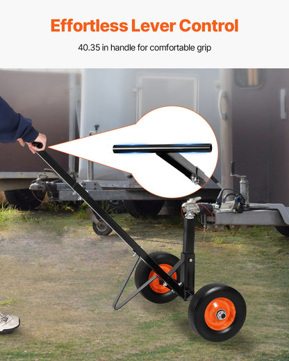Trailer Dolly, 600lbs Tongue Weight Capacity, Carbon Steel Trailer Mover with 1-7/8 in Hitch Ball and 10 in Solid Tires, Portable Tow Dolly for Moving Car RV Boat Trailer - Image 6