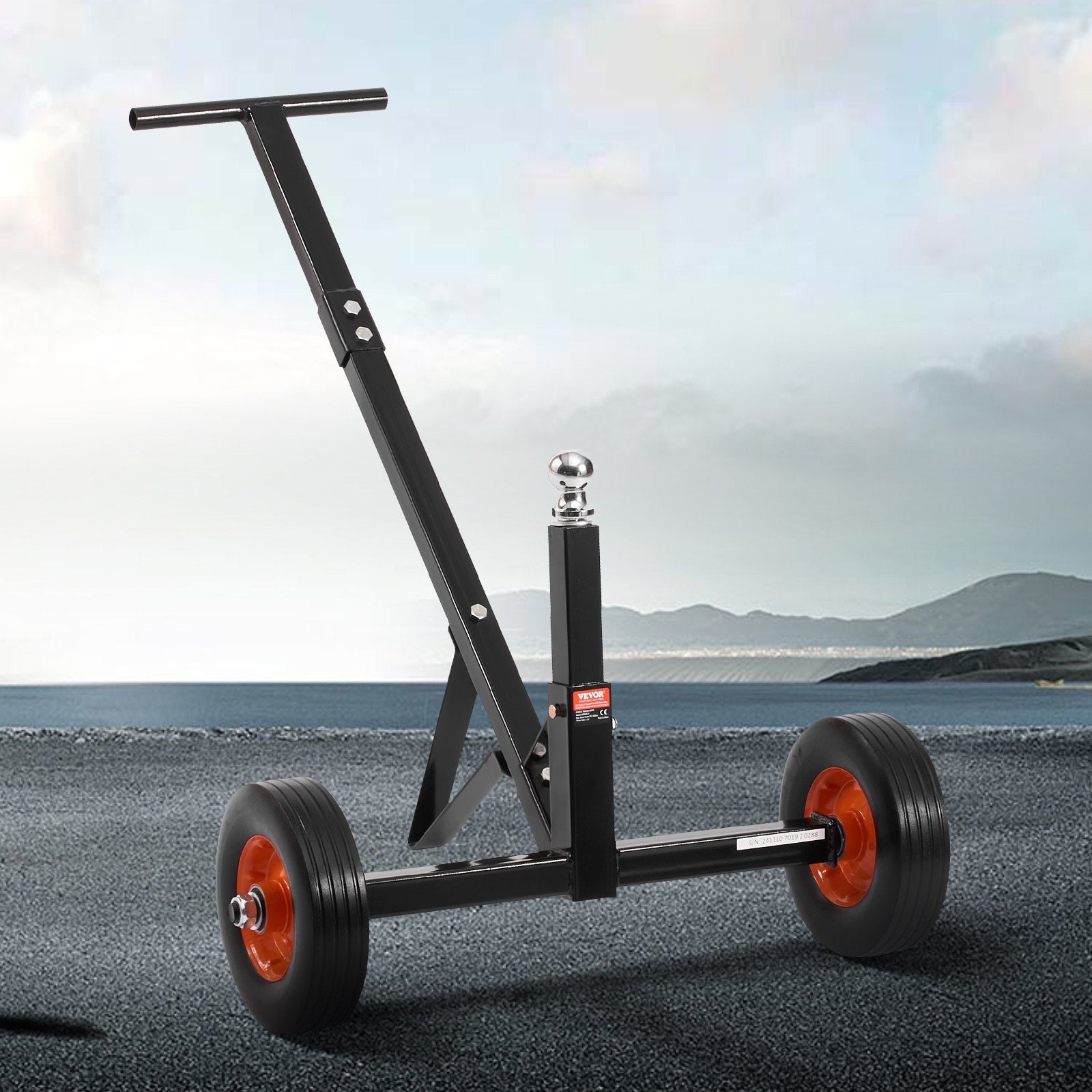 Trailer Dolly, 600lbs Tongue Weight Capacity, Carbon Steel Trailer Mover with 1-7/8 in Hitch Ball and 10 in Solid Tires, Portable Tow Dolly for Moving Car RV Boat Trailer - Image 8