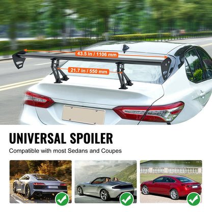 Universal Rear Spoiler GT Style Adjustable Trunk Wing Car Racing 43.3'' - Image 2