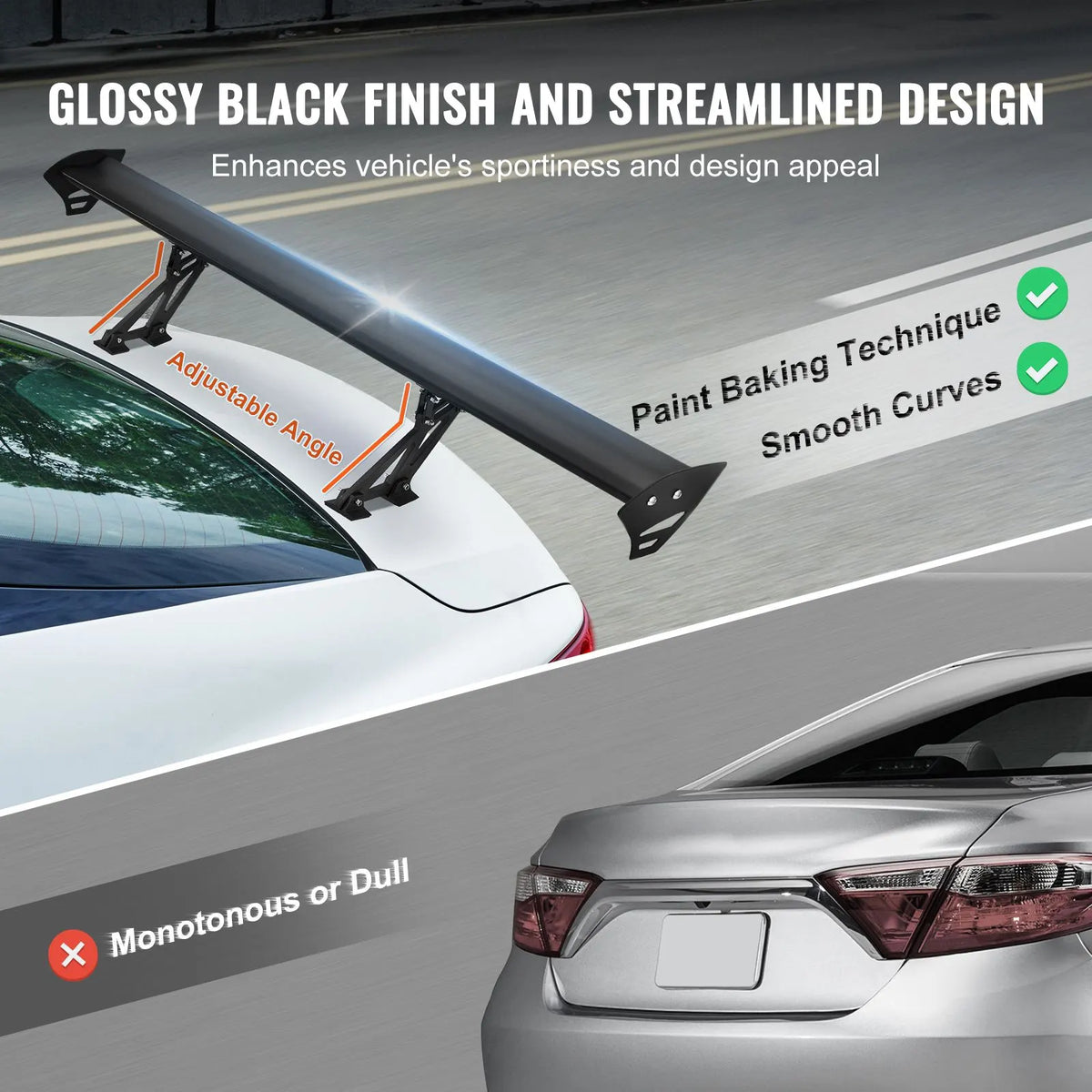 Universal Rear Spoiler GT Style Adjustable Trunk Wing Car Racing 43.3'' - Image 4