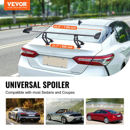 GT Wing Car Spoiler, 43.3 inch Universal Spoiler with Single Deck, Adjustable Lightweight Aluminum, Car Rear Spoiler Wing, Racing Spoiler BGW/JDM Drift Black - Image 2