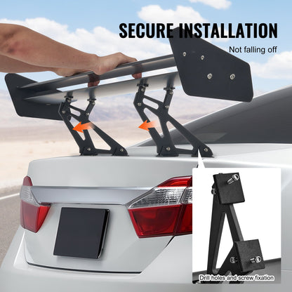 GT Wing Car Spoiler, 53.1 inch Universal Spoiler with Double Deck, Adjustable Lightweight Aluminum, Car Rear Spoiler Wing, Racing Spoiler BGW/JDM Drift Black - Image 6