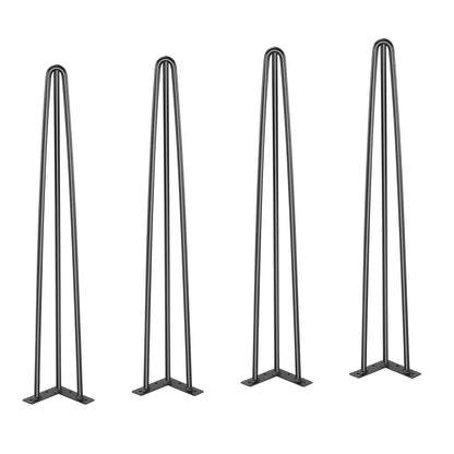 Hairpin Table Legs 0.7M, Set of 4 Desk Legs 408.2KG Load Capacity, Hairpin Desk Legs 3 Rods for Desk Chairs Bench Dining End Table, Solid Carbon Steel Heavy Duty Furniture Legs Black