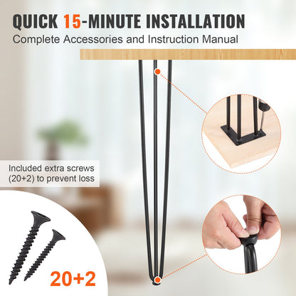 Hairpin Table Legs 0.7M, Set of 4 Desk Legs 408.2KG Load Capacity, Hairpin Desk Legs 3 Rods for Desk Chairs Bench Dining End Table, Solid Carbon Steel Heavy Duty Furniture Legs Black - Image 6