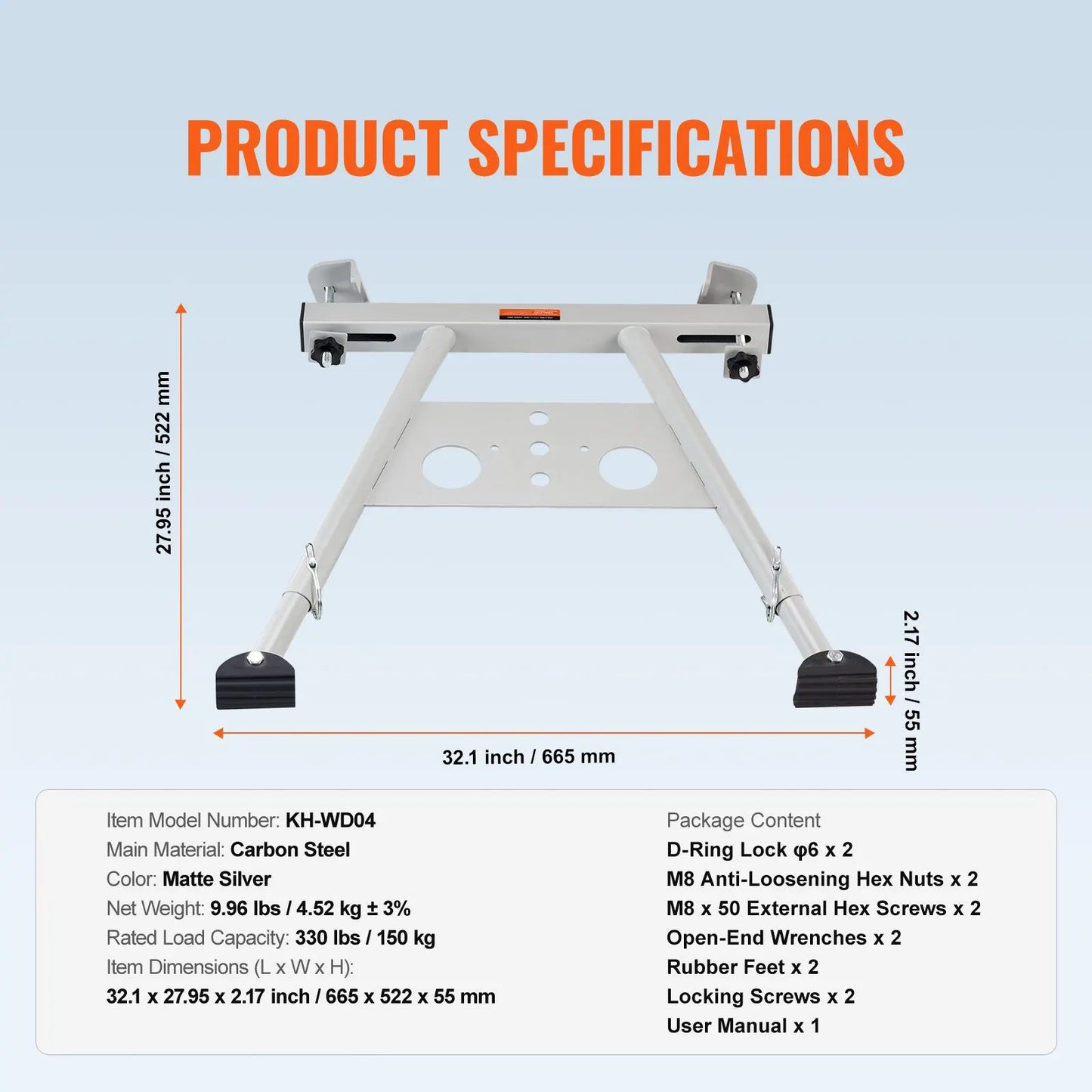 Ladder Stabilizer, Adjustable Feet Extension Ladder Standoff, Heavy Duty Wall Ladder Accessories for Roof Gutter, Easy to Use & Wide Adaptability & Anti-slip Rubber Feet, 330 lbs Weight Rating - Image 7
