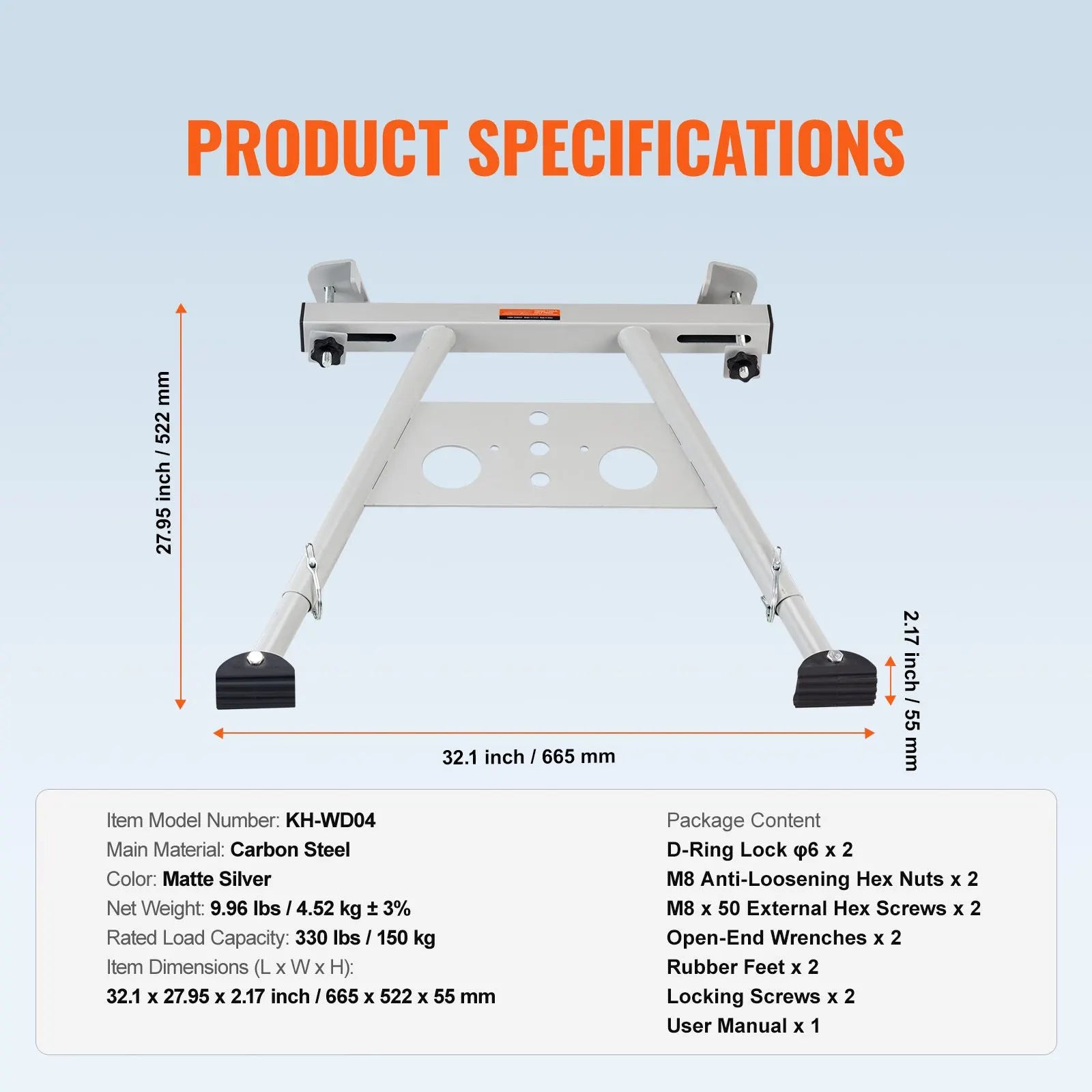 Ladder Stabilizer, Adjustable Feet Extension Ladder Standoff, Heavy Duty Wall Ladder Accessories for Roof Gutter, Easy to Use & Wide Adaptability & Anti-slip Rubber Feet, 330 lbs Weight Rating - Image 7