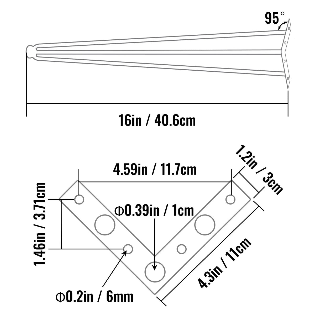 Hairpin Table Legs 16 inch, Set of 4 DIY Desk Table Legs 3 Rods Heavy Duty - Image 8