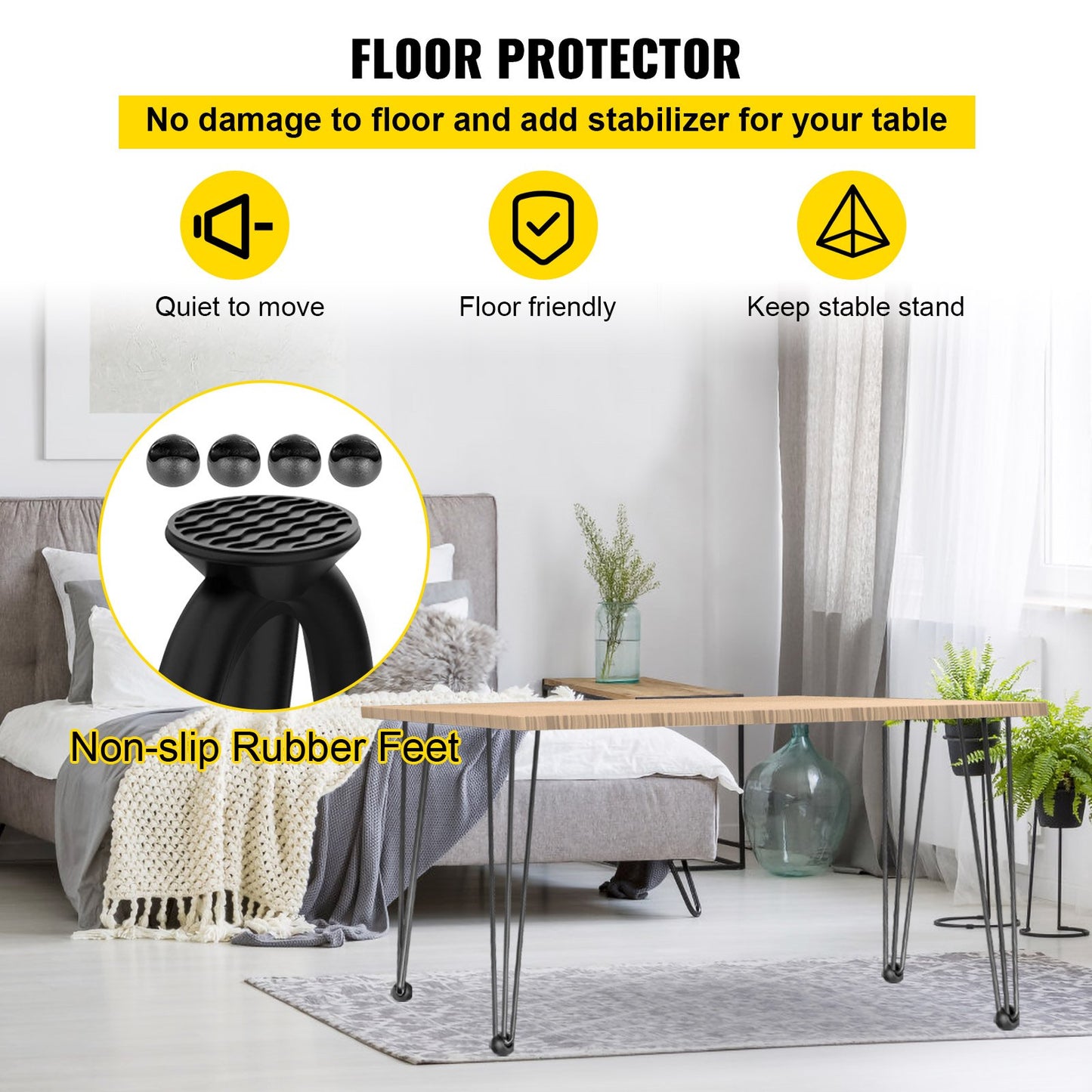 Hairpin Table Legs 30 inch Black Set of 4 Desk Legs Each 220lbs Capacity Hairpin Desk Legs 3 Rods for Bench Desk Dining End Table Chairs Carbon Steel DIY Table Legs Heavy Duty Furniture Legs - Image 5