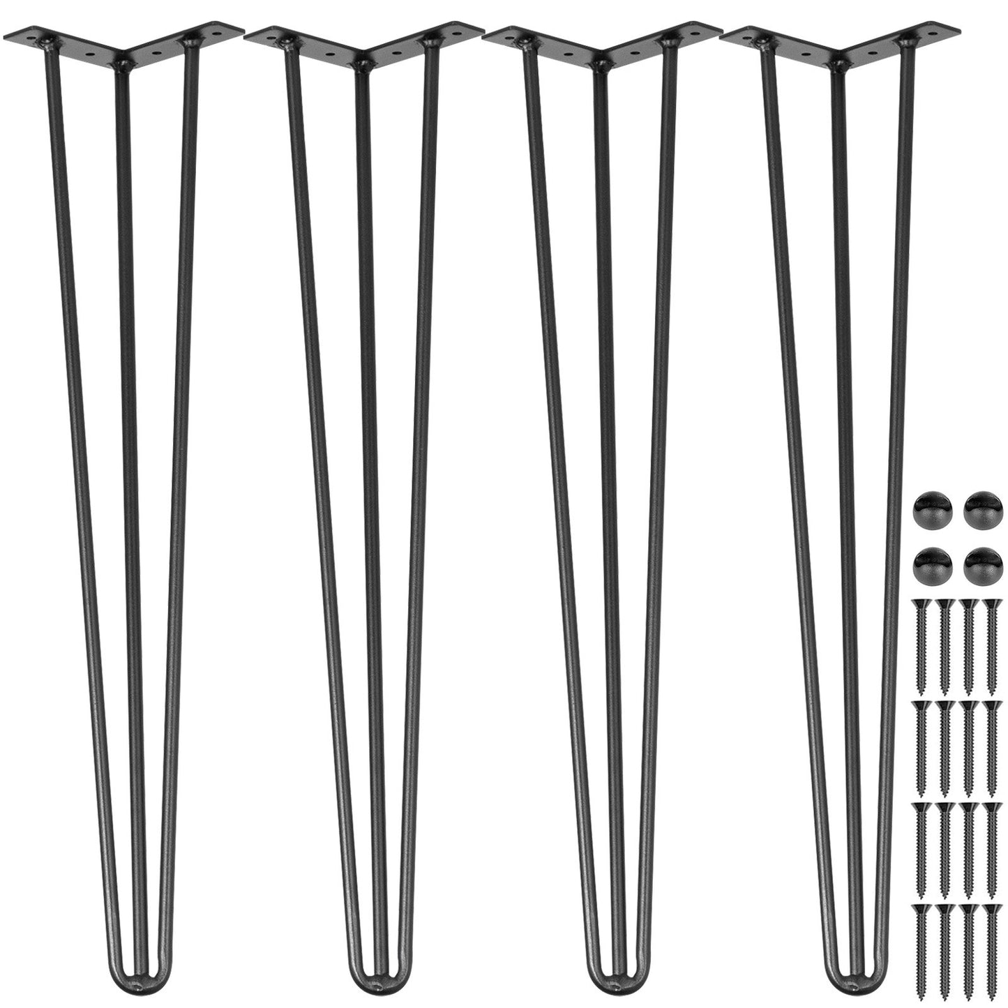 Hairpin Table Legs 34 inch Black Set of 4 Desk Legs Each 220lbs Capacity Hairpin Desk Legs 3 Rods for Bench Desk Dining End Table Chairs Carbon Steel DIY Table Legs Heavy Duty Furniture Legs