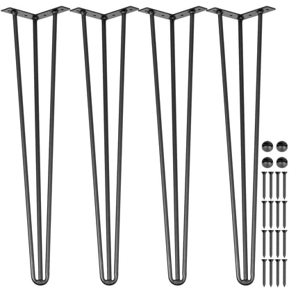 Hairpin Table Legs 34 inch Black Set of 4 Desk Legs Each 220lbs Capacity Hairpin Desk Legs 3 Rods for Bench Desk Dining End Table Chairs Carbon Steel DIY Table Legs Heavy Duty Furniture Legs