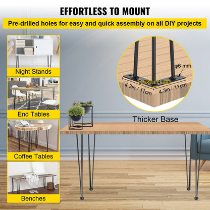 Hairpin Table Legs 36 inch, Set of 4 DIY Desk Table Legs 3 Rods Heavy Duty - Image 6