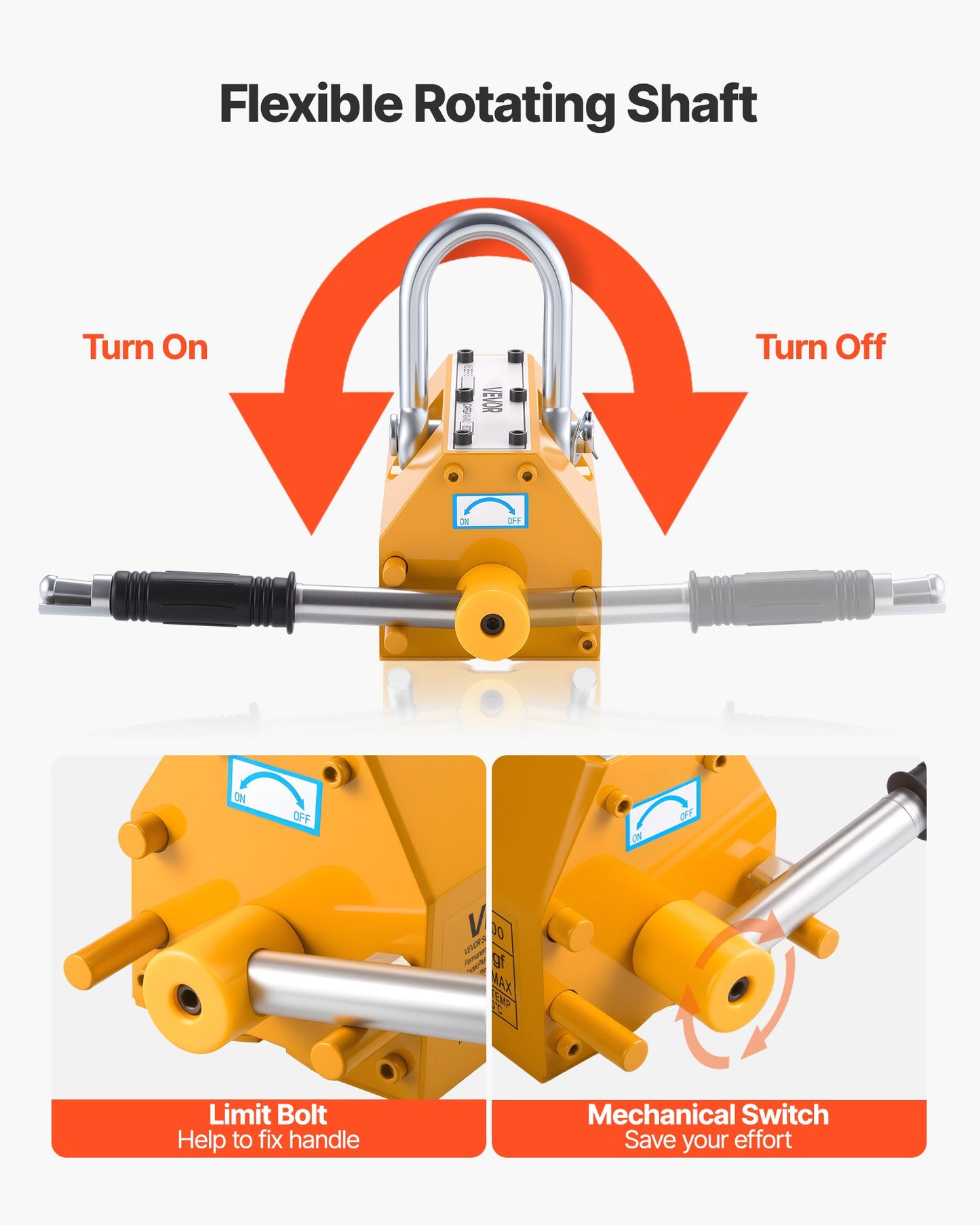Permanent Magnetic Lifter, 600 kg Pulling Capacity, Heavy Duty N42 Neodymium Lifting Magnet with Release Handle and Steel Hook, Used in Shop Crane and Hoist, for Lifting Plate Steel, Board - Image 5