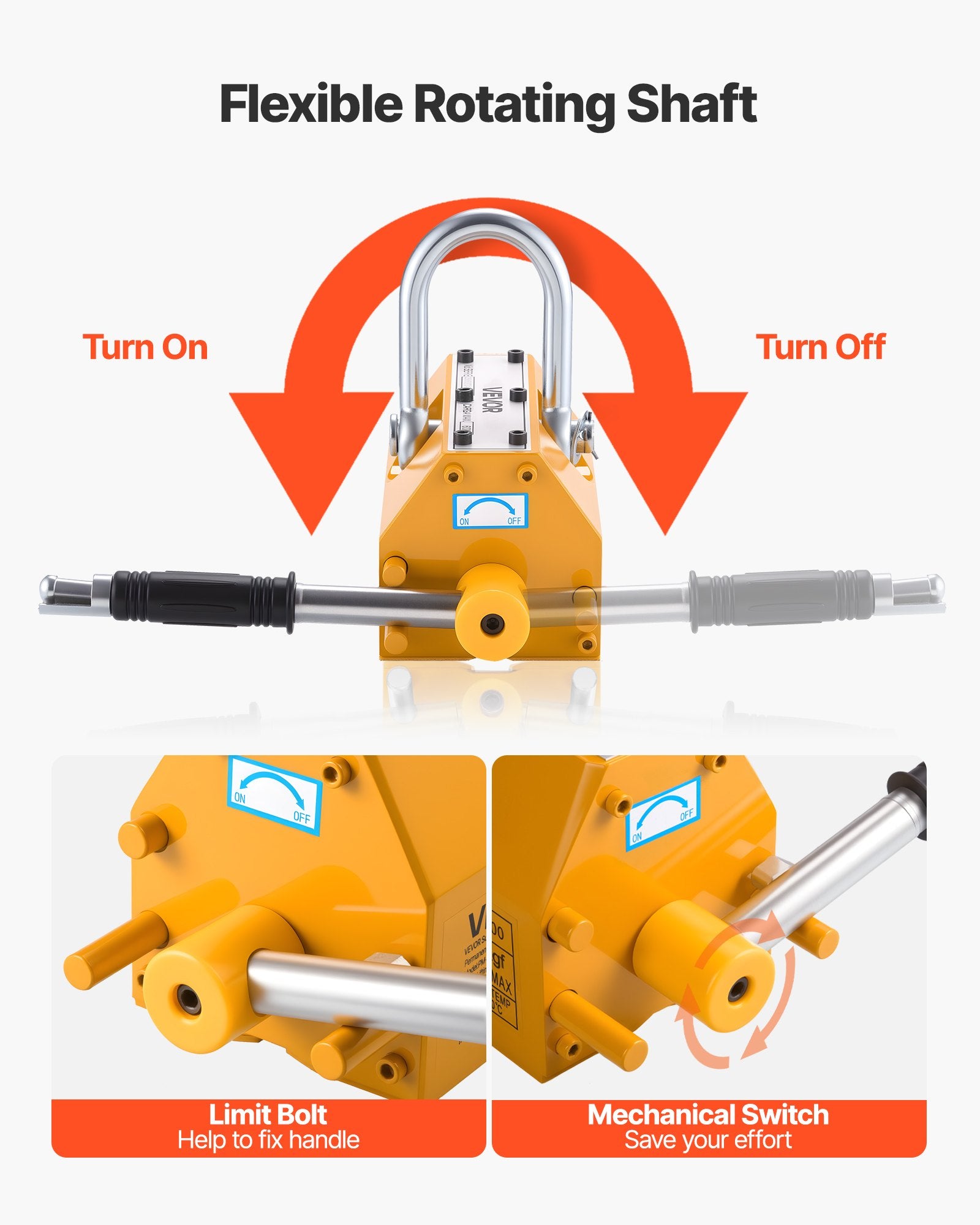 Permanent Magnetic Lifter, 600 kg Pulling Capacity, Heavy Duty N42 Neodymium Lifting Magnet with Release Handle and Steel Hook, Used in Shop Crane and Hoist, for Lifting Plate Steel, Board - Image 5