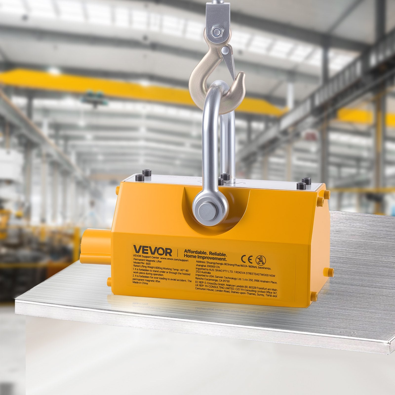Permanent Magnetic Lifter, 600 kg Pulling Capacity, Heavy Duty N42 Neodymium Lifting Magnet with Release Handle and Steel Hook, Used in Shop Crane and Hoist, for Lifting Plate Steel, Board - Image 8