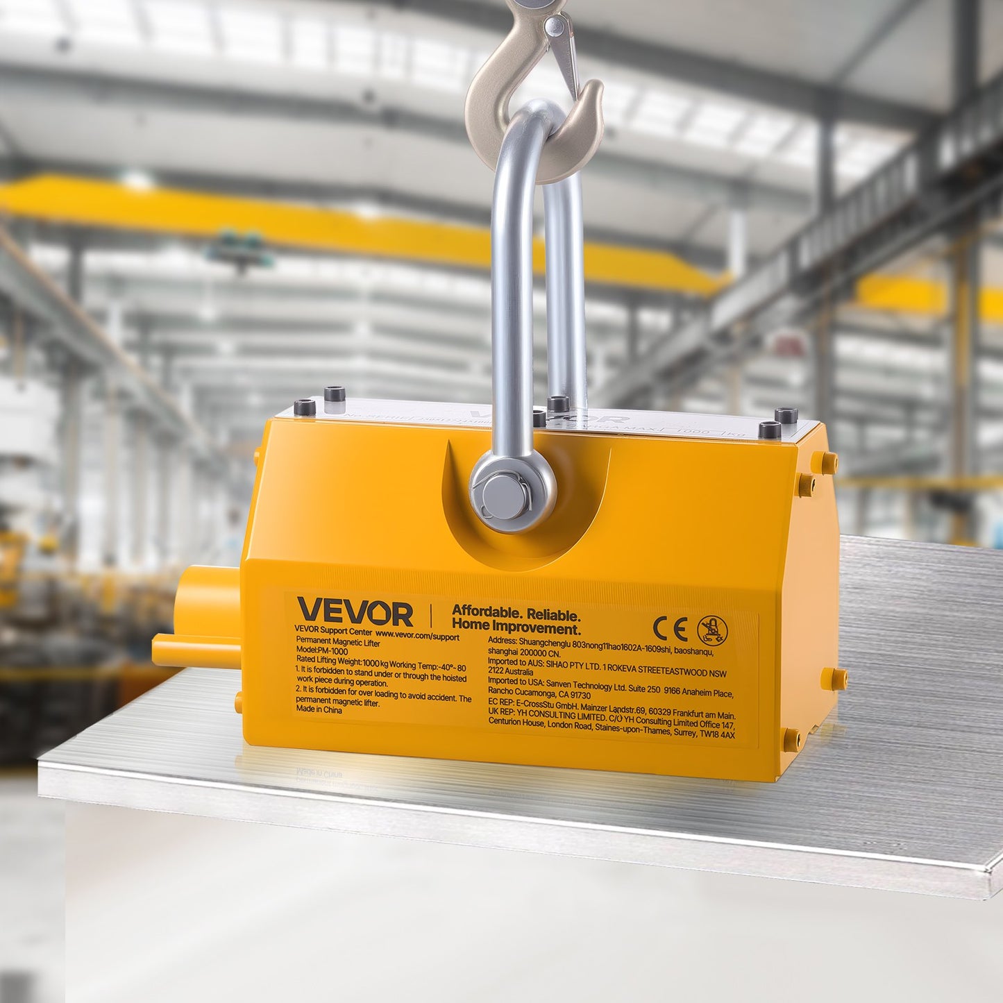 Permanent Magnetic Lifter, 1000 kg Pulling Capacity, Heavy Duty N42 Neodymium Lifting Magnet with Release Handle and Steel Hook, Used in Shop Crane and Hoist, for Lifting Plate Steel, Board - Image 8