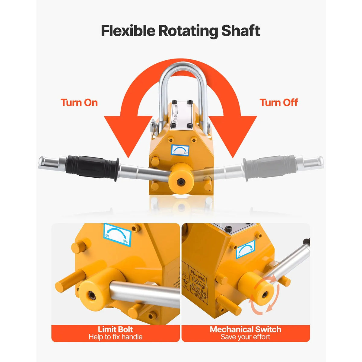Permanent Magnetic Lifter, 400 kg Pulling Capacity, Heavy Duty N42 Neodymium Lifting Magnet with Release Handle and Steel Hook, Used in Shop Crane and Hoist, for Lifting Plate Steel, Board - Image 5