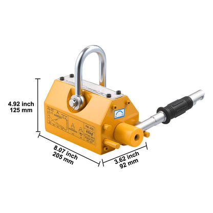 Permanent Magnetic Lifter, 400 kg Pulling Capacity, Heavy Duty N42 Neodymium Lifting Magnet with Release Handle and Steel Hook, Used in Shop Crane and Hoist, for Lifting Plate Steel, Board - Image 8
