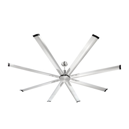 213 cm Ceiling Fan No Light, 6-Speed Remote Control, Aluminum 8-Blade, Reversible DC Motor, Modern Low Profile Flush Mount Fan for Bedroom, Living Room, Patio, Indoor/Outdoor, Brushed Nickel