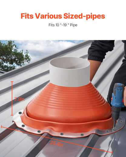 Metal Roof Pipe Flashing Boot Fits 254-483 mm Pipe High Temp Red Silicone - Image 2