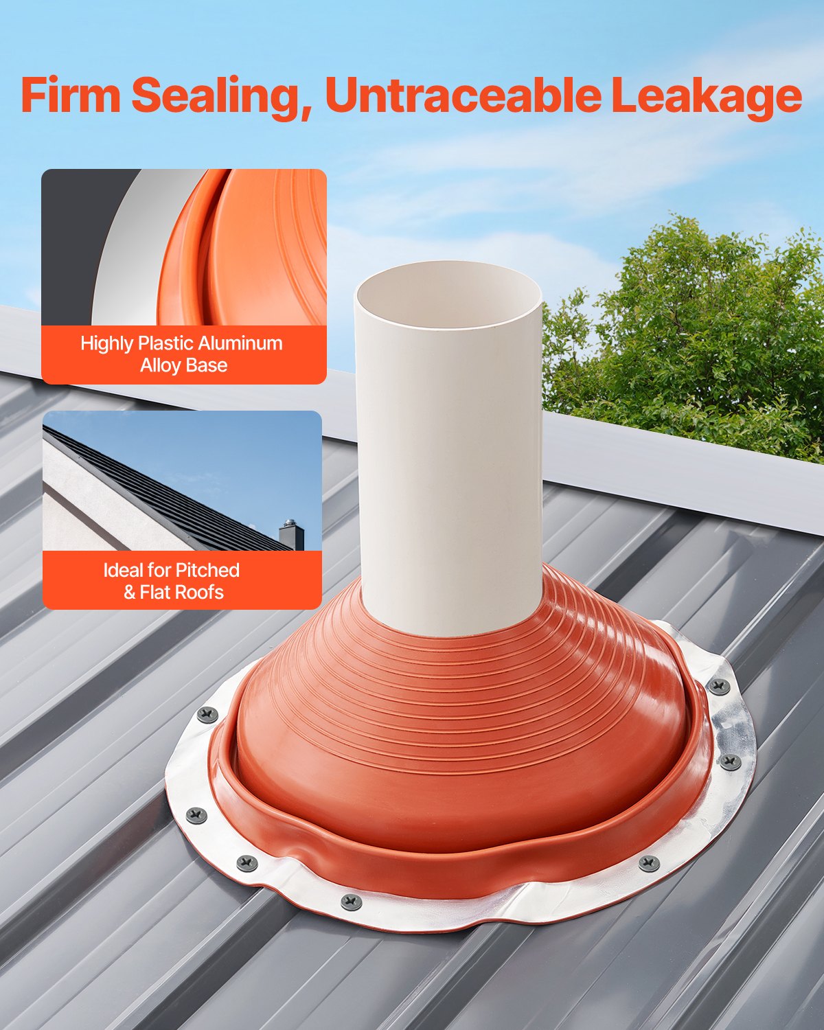 Metal Roof Pipe Flashing Boot Fits 254-483 mm Pipe High Temp Red Silicone - Image 4