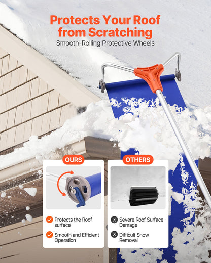 Snow Roof Rake, 27cm Aluminum Blade, 1.25-5.24 m Adjustable Roof Snow Scraper with Wheels & Slide, Lightweight Snows Removal Tool for House Rooftop Leaves Debris Clearing - Image 5