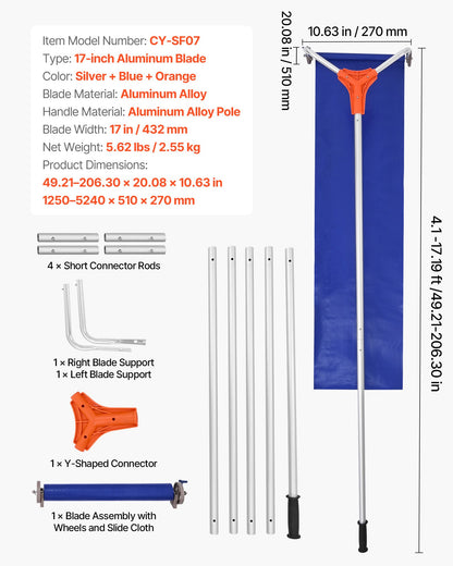 Snow Roof Rake, 27cm Aluminum Blade, 1.25-5.24 m Adjustable Roof Snow Scraper with Wheels & Slide, Lightweight Snows Removal Tool for House Rooftop Leaves Debris Clearing - Image 7