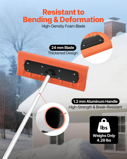 Snow Roof Rake, 45cm Foam Blade, 2.25-5.62 m Adjustable Roof Snow Scraper, Extension Tubes & Non-Slip Handle, Lightweight Snows Removal Tool for House Leaves Debris Clearing - Image 3